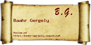 Baahr Gergely névjegykártya